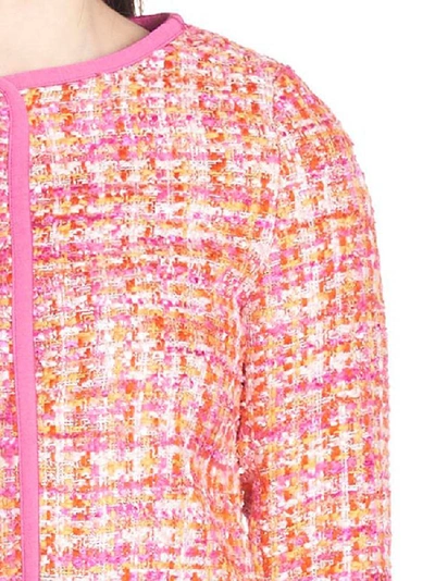 Shop Herno Cropped Tweed Jacket In Pink