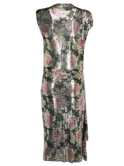 Shop Paco Rabanne Asymmetric Floral Print Dress In Multi