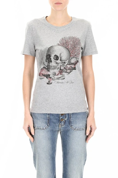 Shop Alexander Mcqueen Skull Print T In Grey