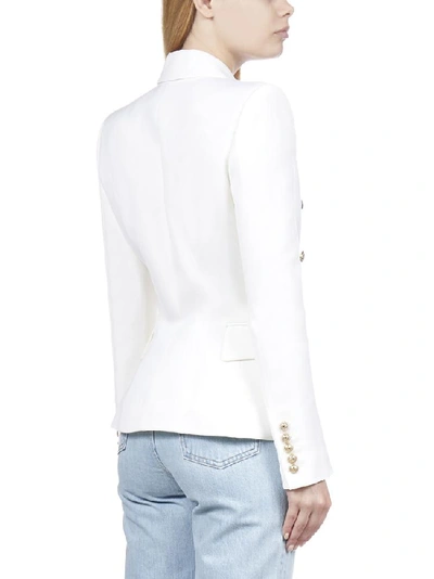 Shop Balmain Double Breasted Blazer In White