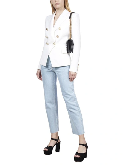 Shop Balmain Double Breasted Blazer In White