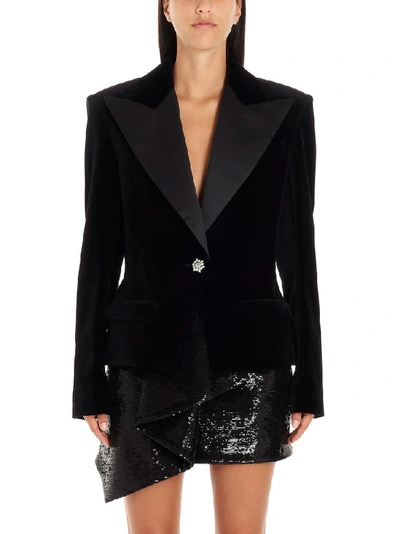 Shop Alexandre Vauthier Embellished Button Single Breasted Blazer In Black