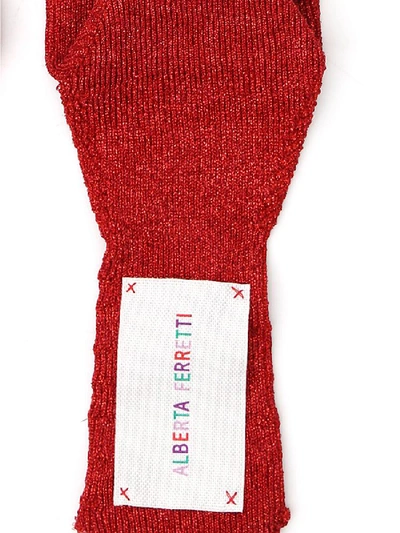 Shop Alberta Ferretti Metallic Sheen Logo Tag Socks In Red