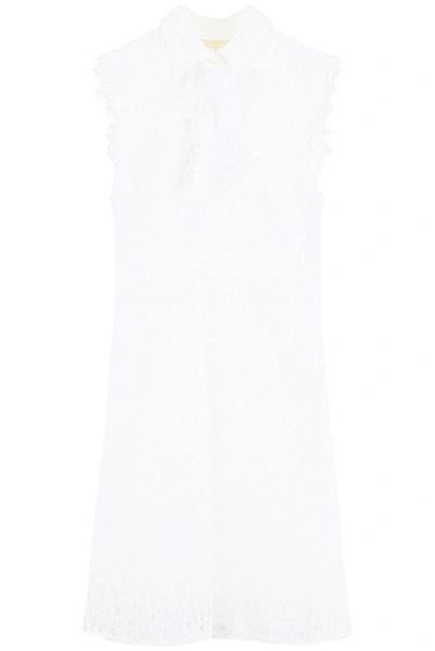 Shop Michael Michael Kors Pussybow Lace Dress In White