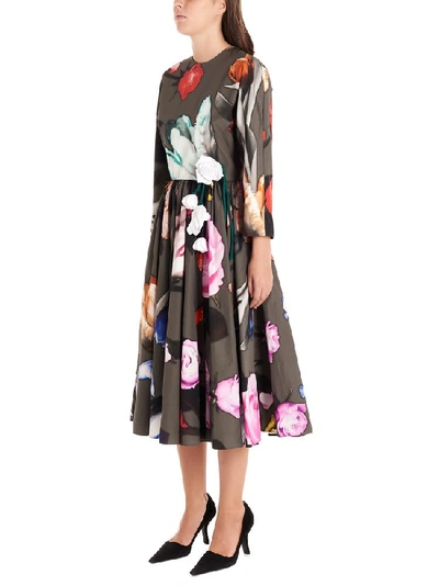 Shop Prada Floral Print Flared Dress In Multi