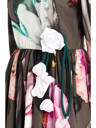 Shop Prada Floral Print Flared Dress In Multi