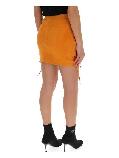 Shop Ben Taverniti Unravel Project Unravel Project Lace Detail Mini Skirt In Orange