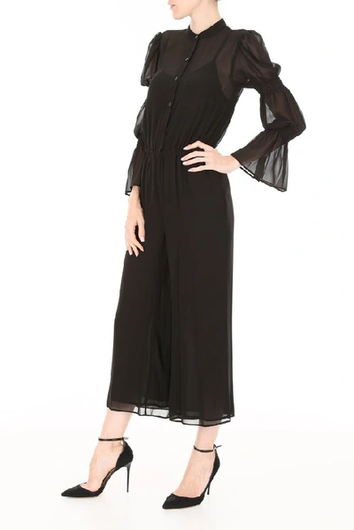 Shop Michael Michael Kors Sheer Wide Leg Jumpsuit In Black