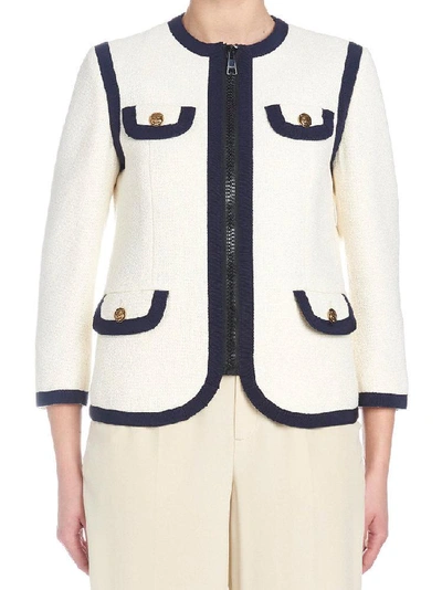 Shop Gucci Button Detail Tweed Jacket In Multi