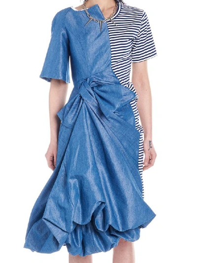 Shop Junya Watanabe Contast Gathered Bow Dress In Multi