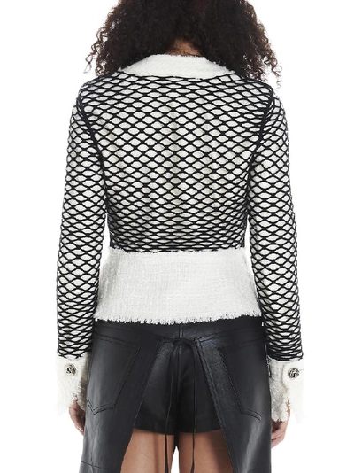 Shop Alexander Wang Cropped Fishnet Tweed Jacket In Multi