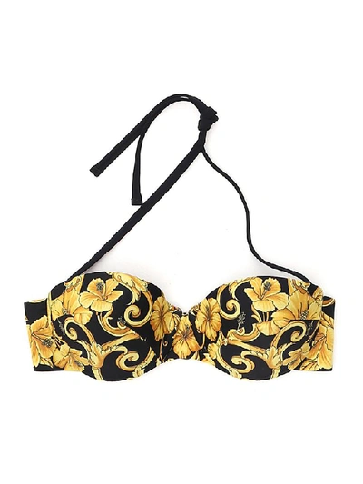 Shop Versace Printed Halterneck Bikini Top In Multi