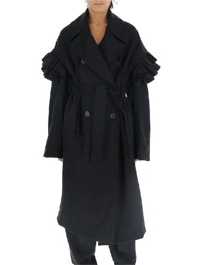 Shop Ann Demeulemeester Ruffle Trim Double In Black