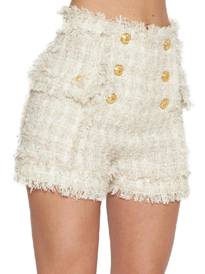 Shop Balmain Fitted Buttoned Shorts In Multi