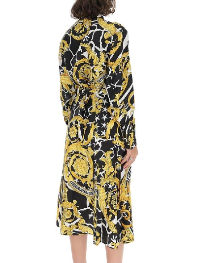 Shop Versace Baroque Printed Shirt Dress In Multi