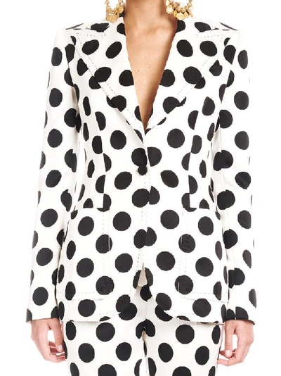 Shop Dolce & Gabbana Polka Dots Blazer In Black&white