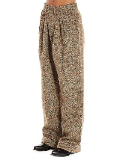 Shop R13 Pleated Checkered Wide Leg Trousers In Multi