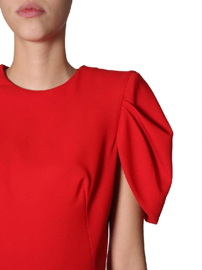 Shop Alexander Mcqueen Puffed Shoulder Mini Dress In Red
