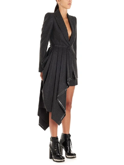 Shop Alexander Mcqueen Draped Asymmetric Jacket In Grey