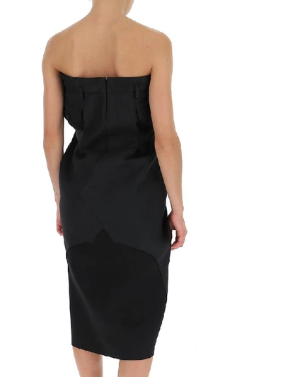 Shop Maison Margiela Strapless Draped Dress In Black