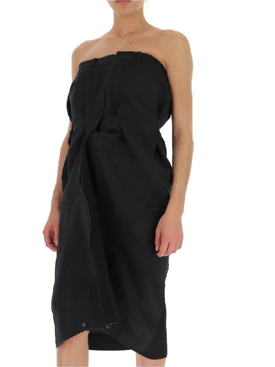 Shop Maison Margiela Strapless Draped Dress In Black