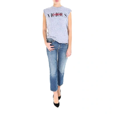Shop Dsquared2 Vicious Print Sleeveless Top In Grey