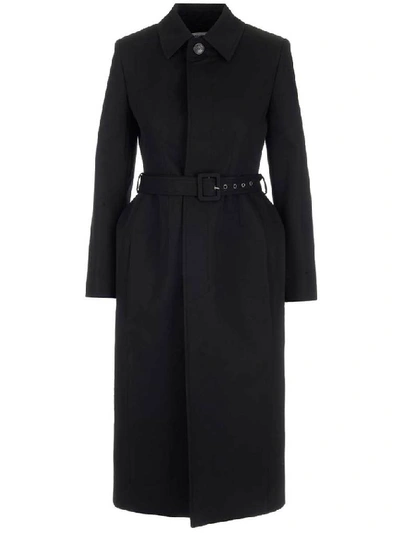 Shop Balenciaga Belted Trench Coat In Black