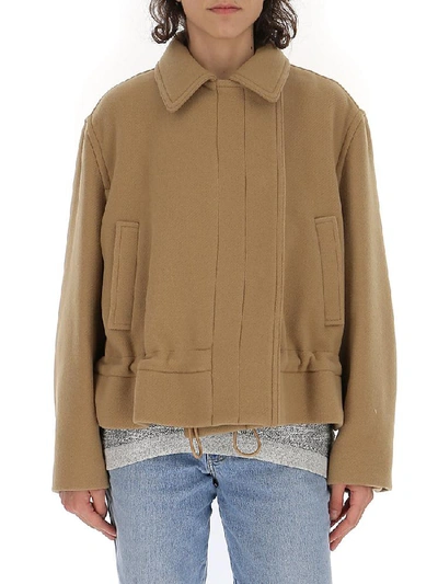 Shop Chloé Drawstring Waist Cropped Jacket In Brown