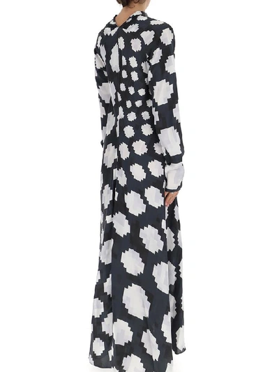 Shop Marni Graphic Printed Pussybow Maxi Dress In Multi