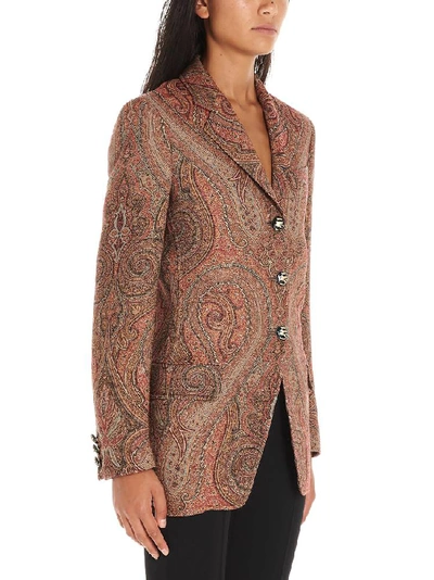 Shop Etro Buttoned Paisley Printed Blazer In Multicolor