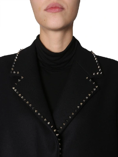 Shop Versace Collection Oversized Studded Coat In Black