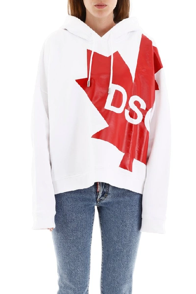 Shop Dsquared2 Logo Print Hoodie In White