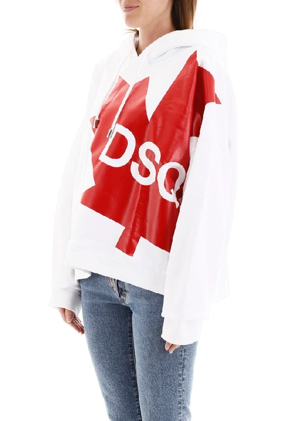 Shop Dsquared2 Logo Print Hoodie In White