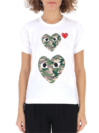 Shop Comme Des Garçons Play Camouflage Heart T In White