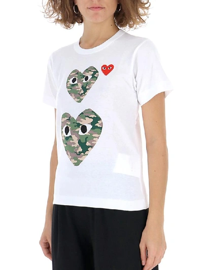Shop Comme Des Garçons Play Camouflage Heart T In White