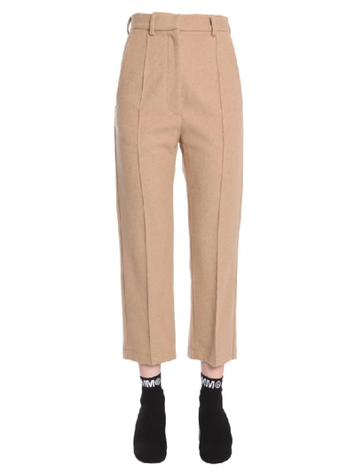 Shop Mm6 Maison Margiela Tapered Cropped Trousers In Beige