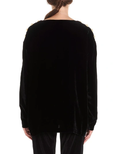 Shop Balmain Embellished Logo Sweatshirt In Black