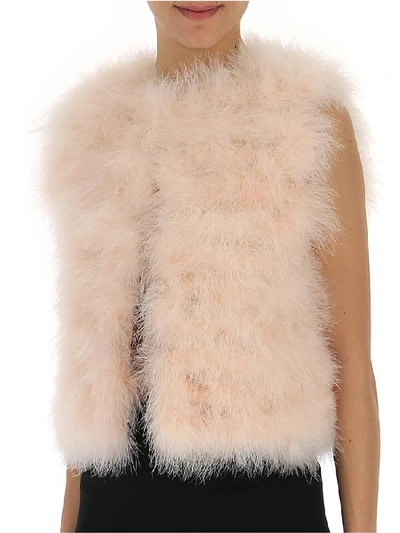 Shop Red Valentino Fluffy Cropped Vest In Pink