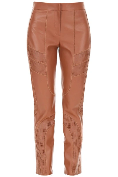 Shop Fendi Leather Trousers In Brown