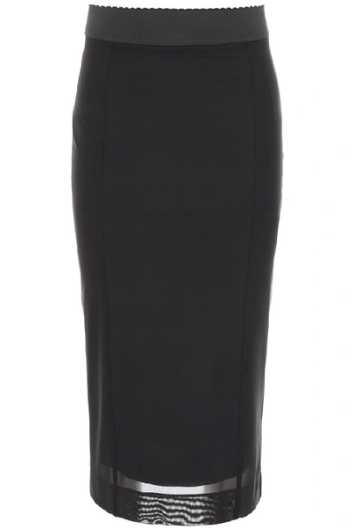 Shop Dolce & Gabbana Sheer Overlay Pencil Skirt In Black