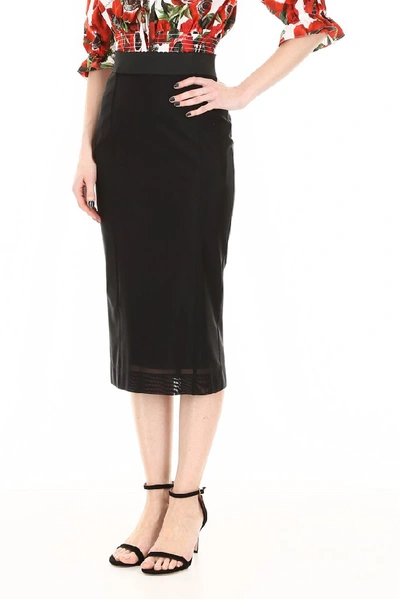 Shop Dolce & Gabbana Sheer Overlay Pencil Skirt In Black