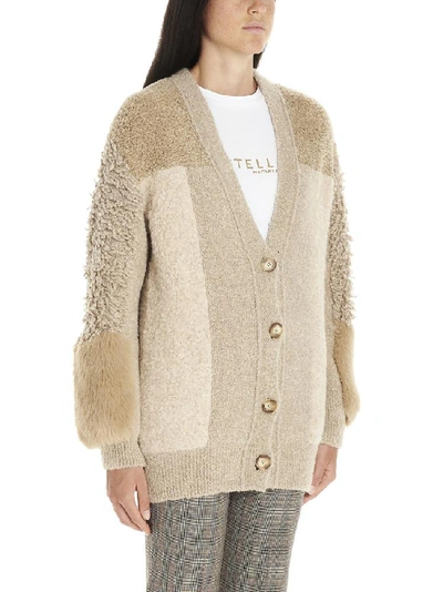 Shop Stella Mccartney Fur Trim Cardigan In Beige