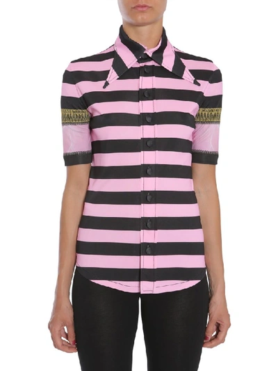 Shop Givenchy Striped Short Sleeve Shirt In Pink