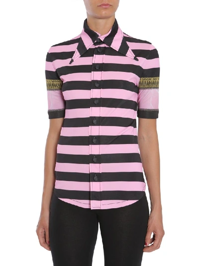 Shop Givenchy Striped Short Sleeve Shirt In Pink