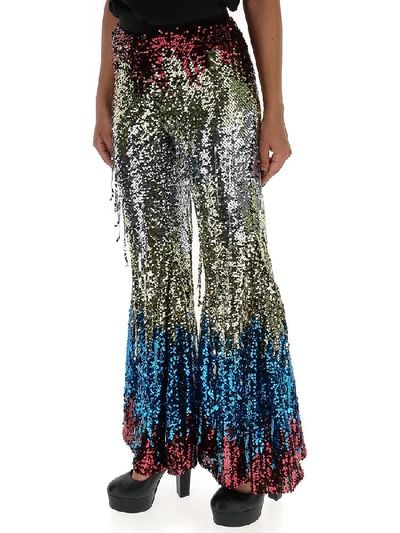 Shop Amen Sequined Flare Pants In Multi