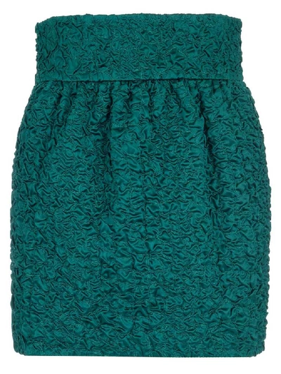 Shop Saint Laurent High Waisted Mini Skirt In Green