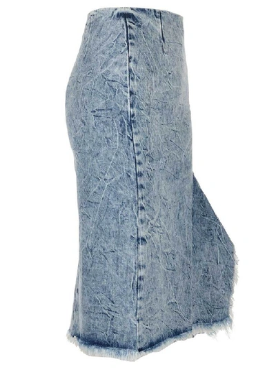 Shop Balenciaga Side Godet Skirt In Blue