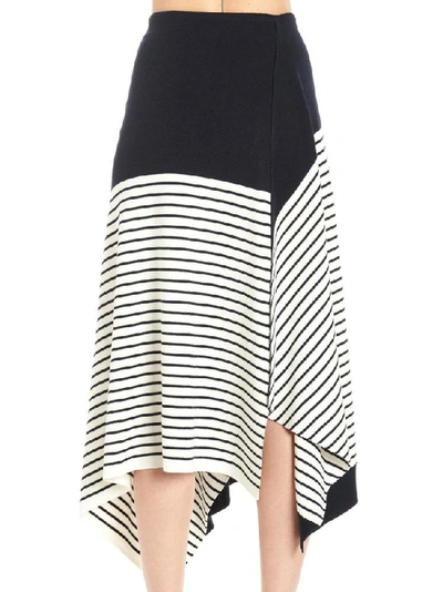 Shop Jw Anderson Assymetric Striped Skirt In Blue