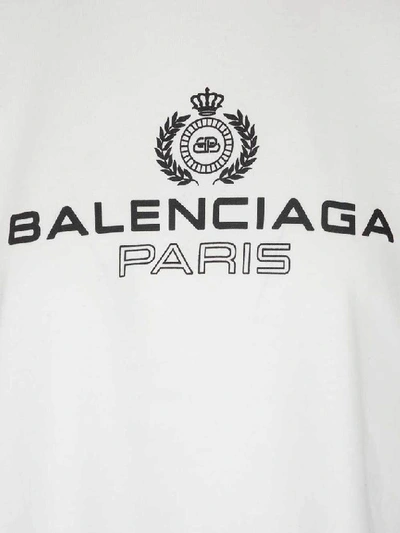 Shop Balenciaga Logo Embroidered Crewneck T-shirt In White