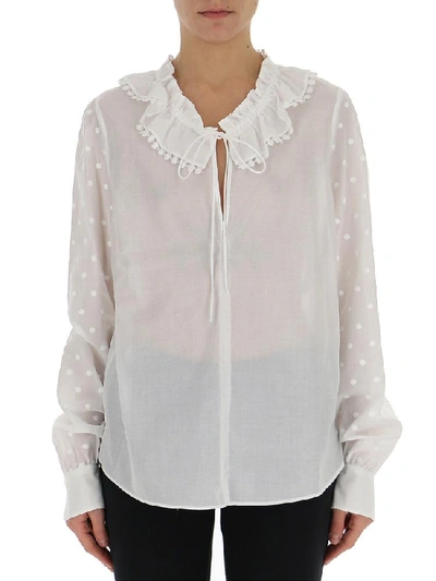 Shop See By Chloé Ruffled Neckline Blouse In White